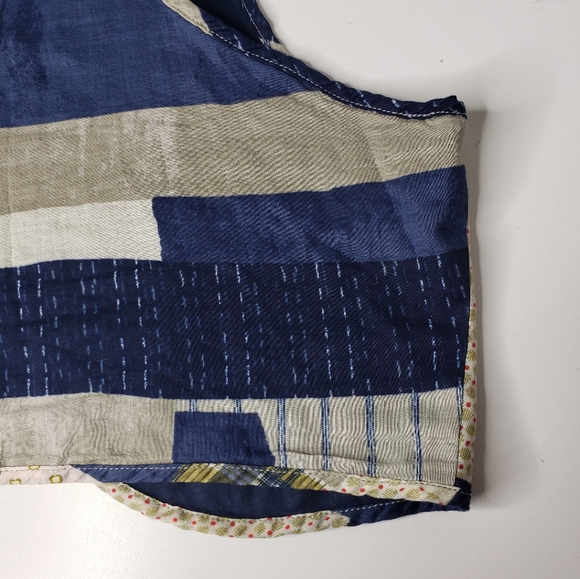 Ruehl Open Patchwork Print Boho Farm Cabin Hippie Cotton Girl's Vest Small - Picture 9 of 14